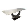 Image 1 : 71in Modern Minimalist White Glossy Sintered Stone Dining Table for 6 - 71in x 3ft x 29in height