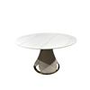 Image 1 : 51in Modern Round Dining Table Sintered Stone Top with Polished Gold Base - 30in tall