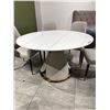 Image 2 : 51in Modern Round Dining Table Sintered Stone Top with Polished Gold Base - 30in tall