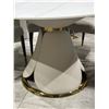 Image 3 : 51in Modern Round Dining Table Sintered Stone Top with Polished Gold Base - 30in tall