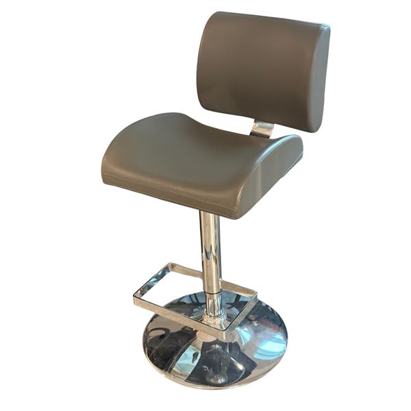 Set of 3 Modern Swivel Height Adjustable Bar Stool with Faux Leather Upholstery & Polished Chrome Ba