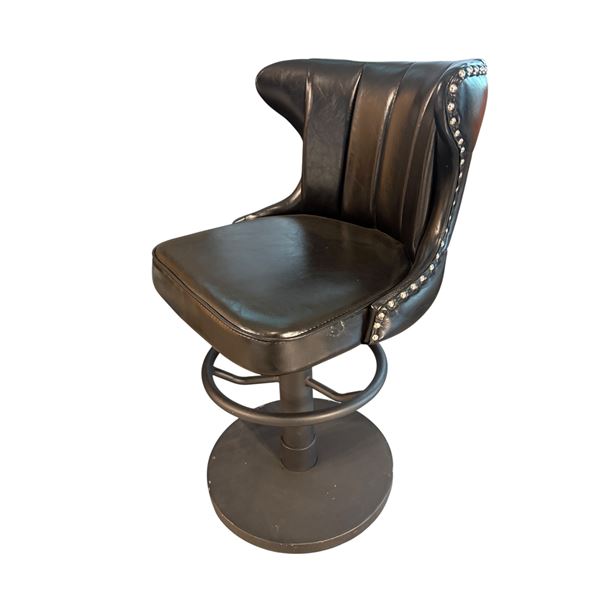 Set of 4 Black Height Adjustable Swivel Barstools Faux Leather