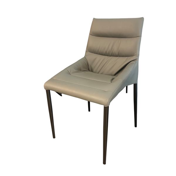 Set of 3 contemporary grey faux leather dining chairs