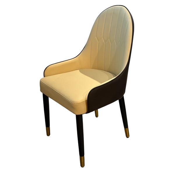 Set of 4 beige faux leather dining chairs