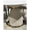 Image 2 : 51in Modern Round Dining Table Sintered Stone Top with Polished Gold Base - 30in tall