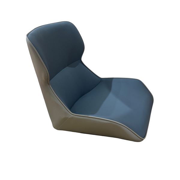 Set of 4 blue faux leather chairs (Legs are in box)