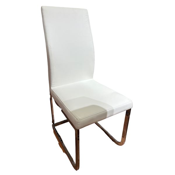 Set of 4 white faux leather dining chairs