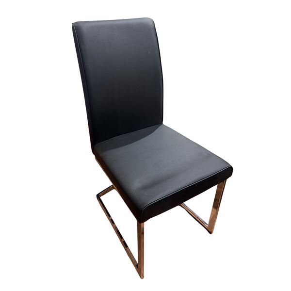 Set of 2 modern black dining chairs with chrome legs