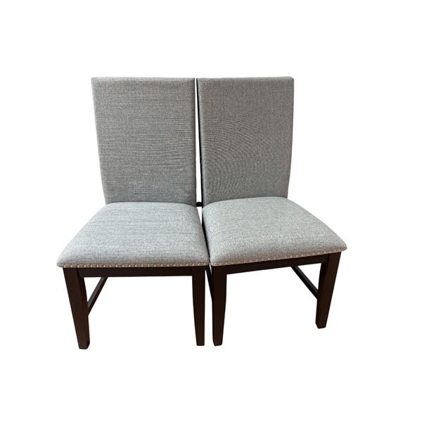 Set of 2 grey upholstered dining chairs