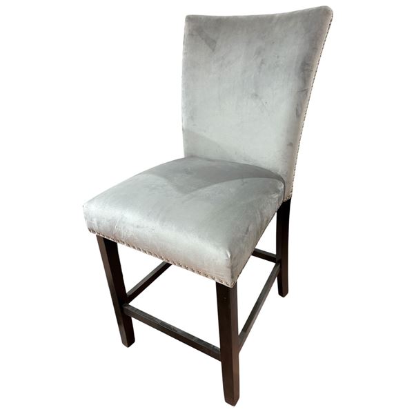 Single velvet grey counter height chair