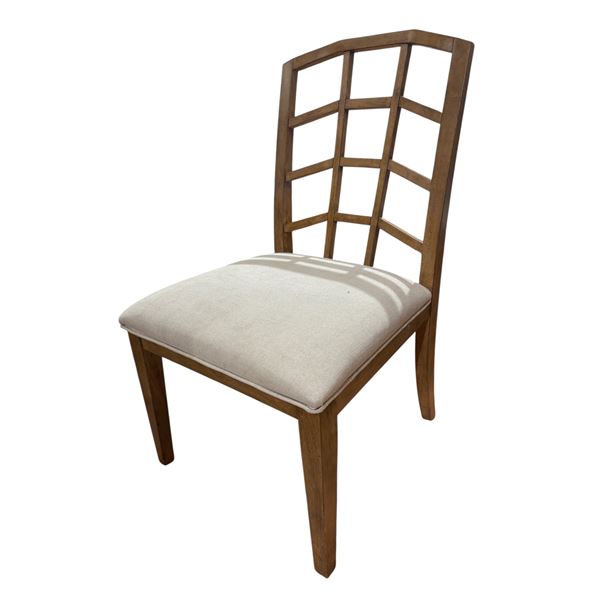 Set of 6 French Modern Slip upholstered dining chairs with wood finish
