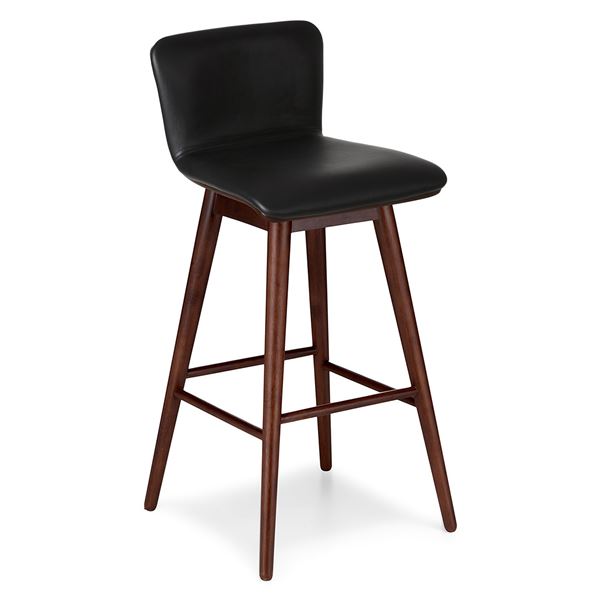 BNIB Article Sede Swivel Bar Stool Black Leather/Walnut RV: $549