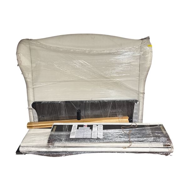 New - Pottery Barn Raleigh Queen Bed Frame - Ivory - display item without box, As Is