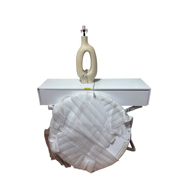 Group of - Lamp, Table, Glass Top