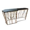 Image 1 : Modern Mirrored Console Table w/Black Glass Top & Chrome Frame