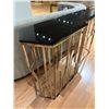 Image 2 : Modern Mirrored Console Table w/Black Glass Top & Chrome Frame