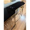 Image 3 : Modern Mirrored Console Table w/Black Glass Top & Chrome Frame