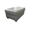 Image 1 : BNIB- Stationary Leather Ottoman - Greyish Blue - 36" x 25" x 16" -