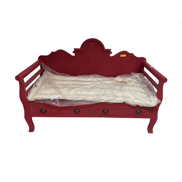 New - Wooden Storage Love seat - Red