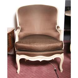 Pair of French Bergere Satin Armchairs