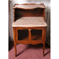 Pair of Two Tier Marble French Provincial Night Stands