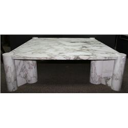 Gae Aulenti, Knoll, White Marble Carved Low Table