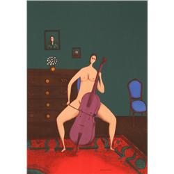 Branko Bahunek, The Cellist, Lithograph