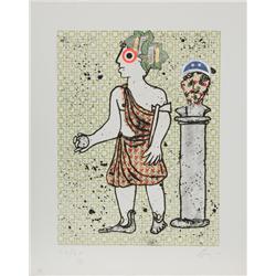 Enrico Baj, Caius Flavius Valerius Claudius Constantinus, Aquatint Etching with Collage