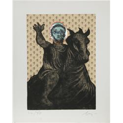 Enrico Baj, Marcus Annius Verus Aurelius Antoninus, Aquatint Etching with Collage