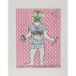 Enrico Baj, Flavius Valerius Constantinus Chlorus, Aquatint Etching with Collage