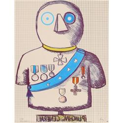 Enrico Baj, Punchme General, Lithograph