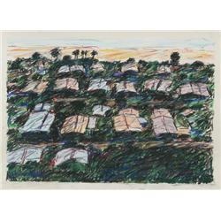 Christopher Fish, Rooftops, Pastel 