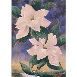 George Harnett, Two Magnolias, Watercolor 