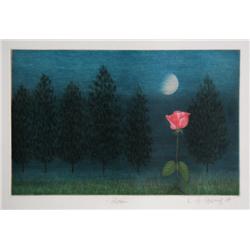 K B Hwang, Rose, Mezzotint 