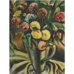 John F Leonard, Flowers in Vase, Oil Painting