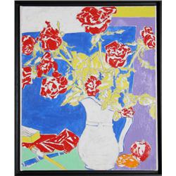 Knox Martin, Red Roses in the Artist's Room, Painting