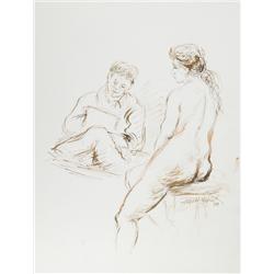 Ira Moskowitz, Artist and Nude Model (92), Ink Drawing