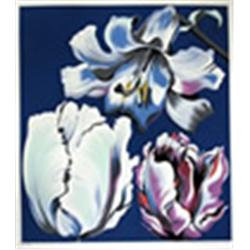 Lowell Blair Nesbitt, Flowers on Blue, Serigraph