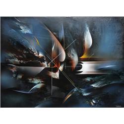 Leonardo Nierman, Buque Fantasma, Oil on Masonite