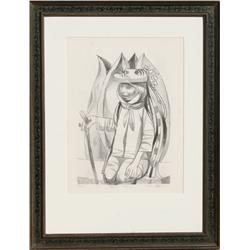 Anton Refregier, Boy with Mask, Lithograph