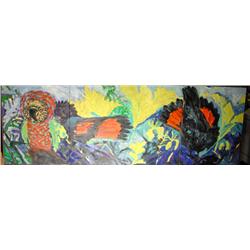 Hunt Slonem, Hawk Head Parrot, Acrylic Painting