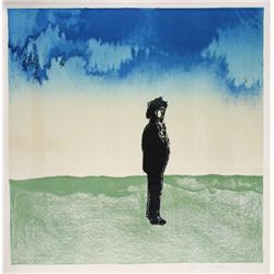 Saul Steinberg, Man in Landscape, Lithograph
