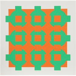 Victor Vasarely, Constellation (Orange & Green), Serigraph