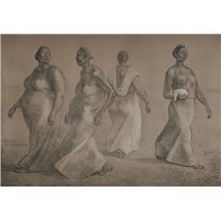 Francisco Zuniga, Mujeres Caminando II, Lithograph