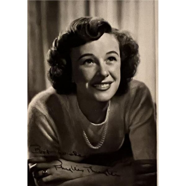 Phyllis Thaxter facsimile signed photo. 3x5 inches