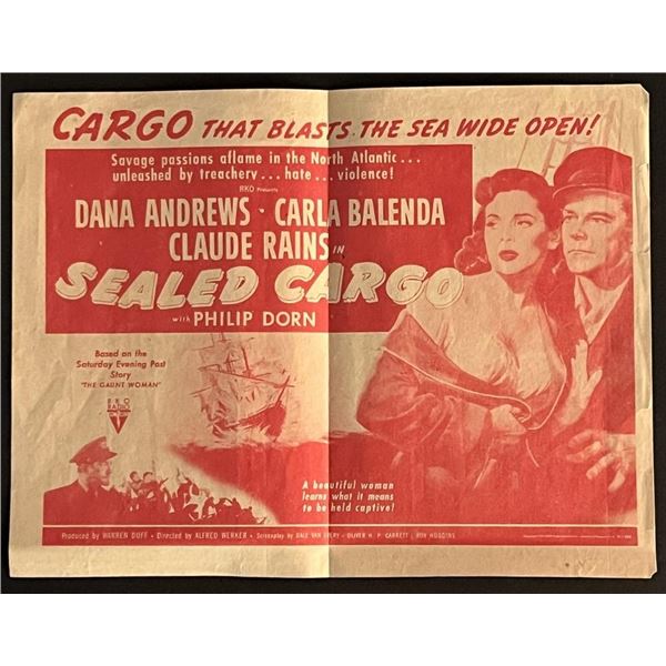 Sealed Cargo !952 Vintage Movie Flyer