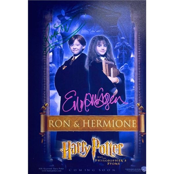 Harry Potter and the Philosopher's Stone Rupert Grint and Emma Watson facsimile signed  movie photo