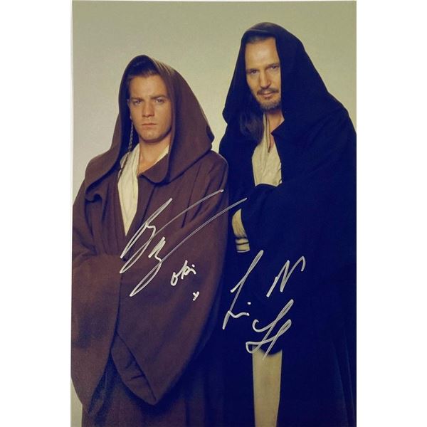 Star Wars Ewan McGregor and Liam Neeson facsimile signed  photo