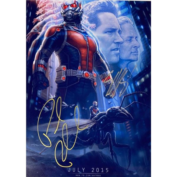Ant-Man Paul Rudd and Evangeline Lilly facsimile signed  movie photo