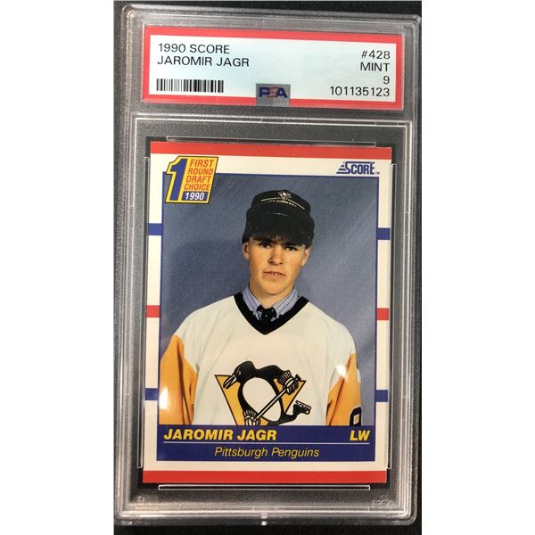 Jaromir Jagr ROOKIE Card - PSA 9 -1990 Score Penguins
